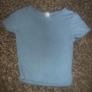 Light Blue Tight Soft Crop Shirt